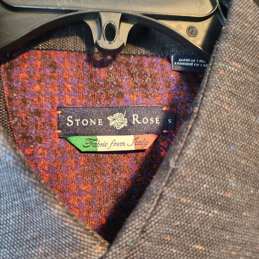 STONE ROSE Mens Button Down Shirt Textured Speckled Dark Gray Long Sleeve Size S
